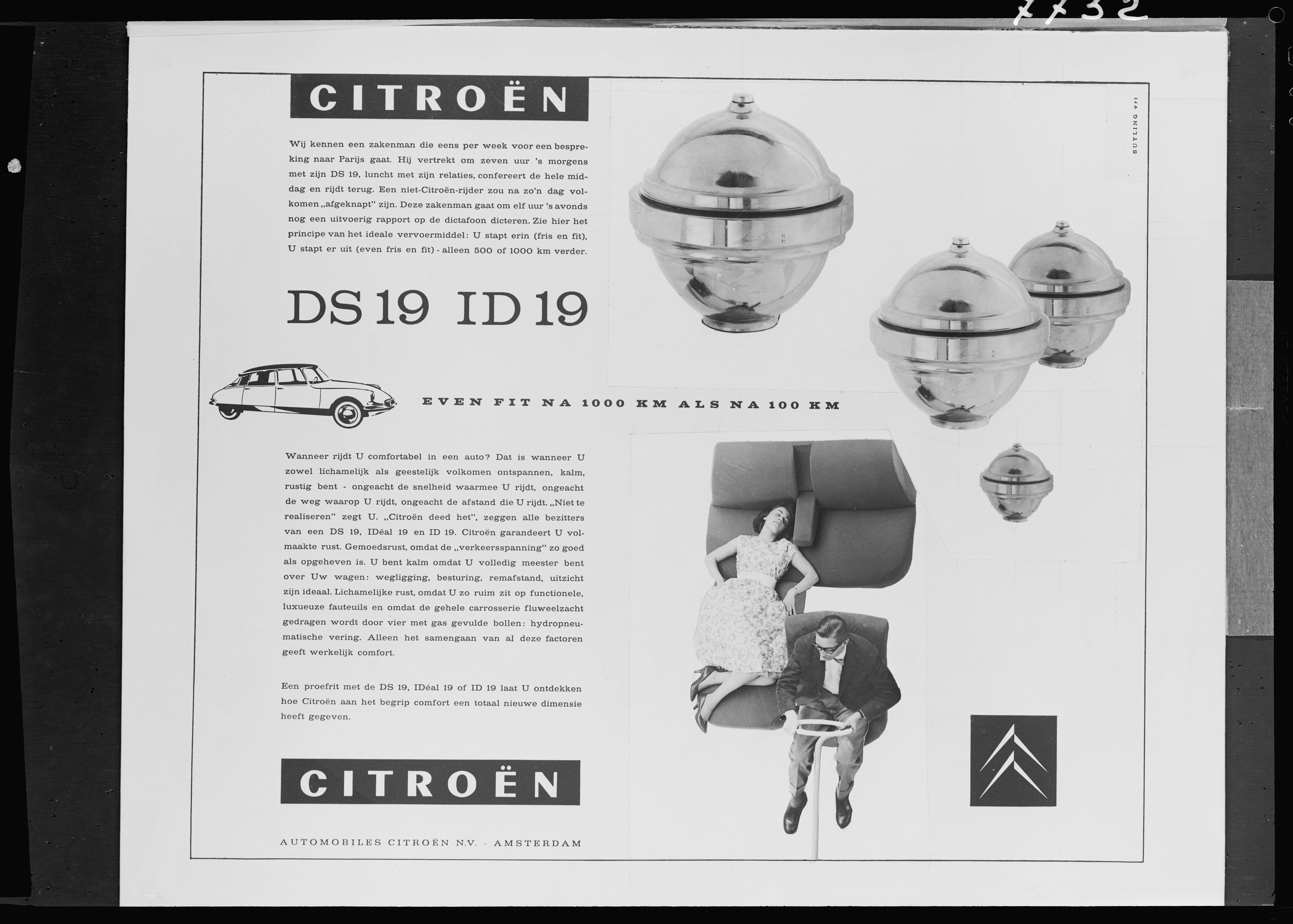 Publicité Pays-Bas DS 19 - 1959
